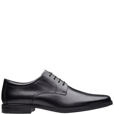 CLARKS  MENS  SHOE - BLACK LEATHER